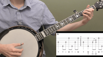 Down The Neck Rolling Backup (Key Of G) Beginner Banjo