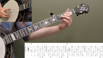 Down The Neck Rolling Backup (Key Of D) Intermediate Banjo